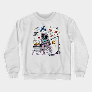 Astronaut Fisherman Fisher Fishing Planets Outer Space Day Crewneck Sweatshirt